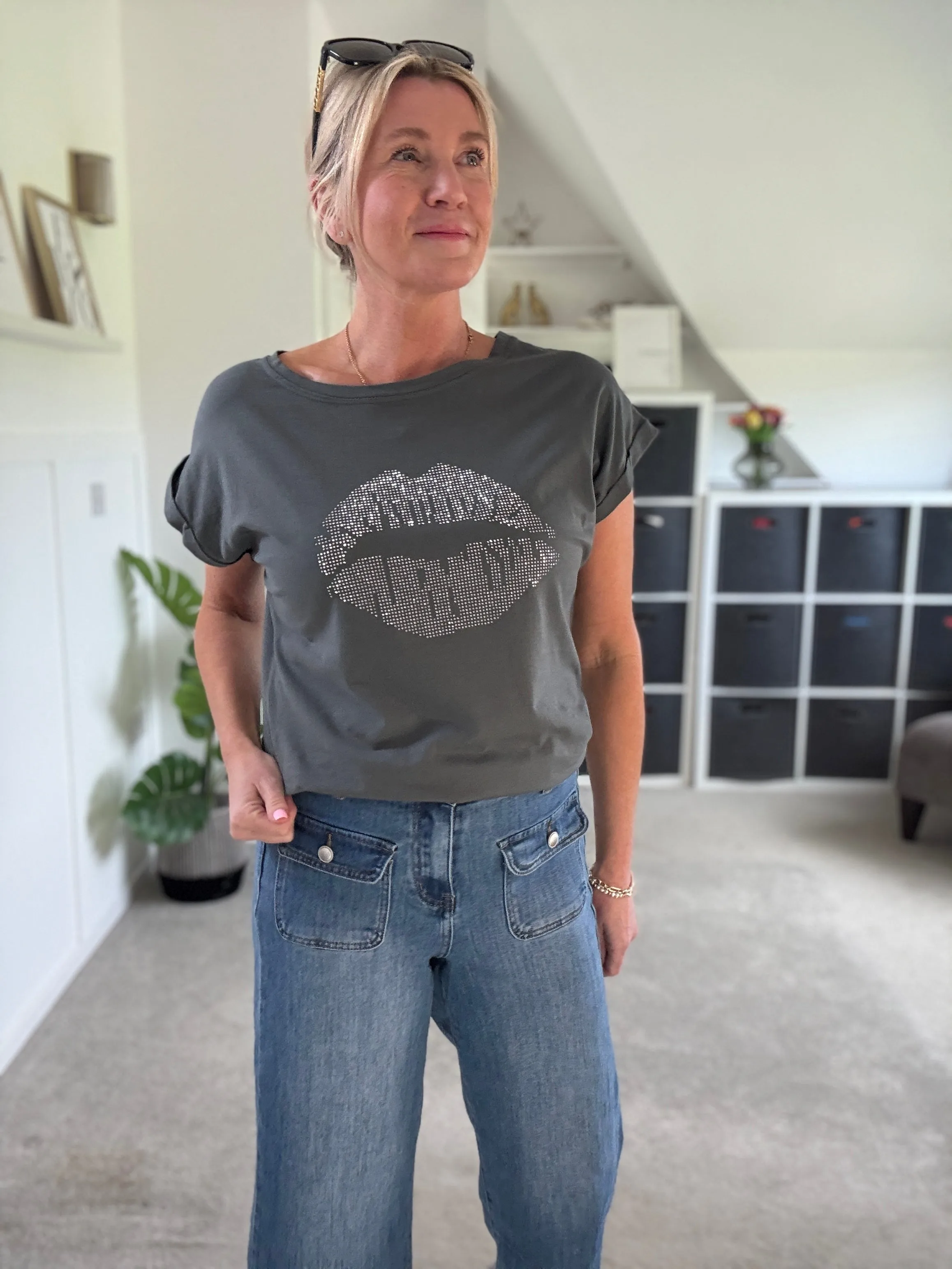Khaki Lips T Shirt