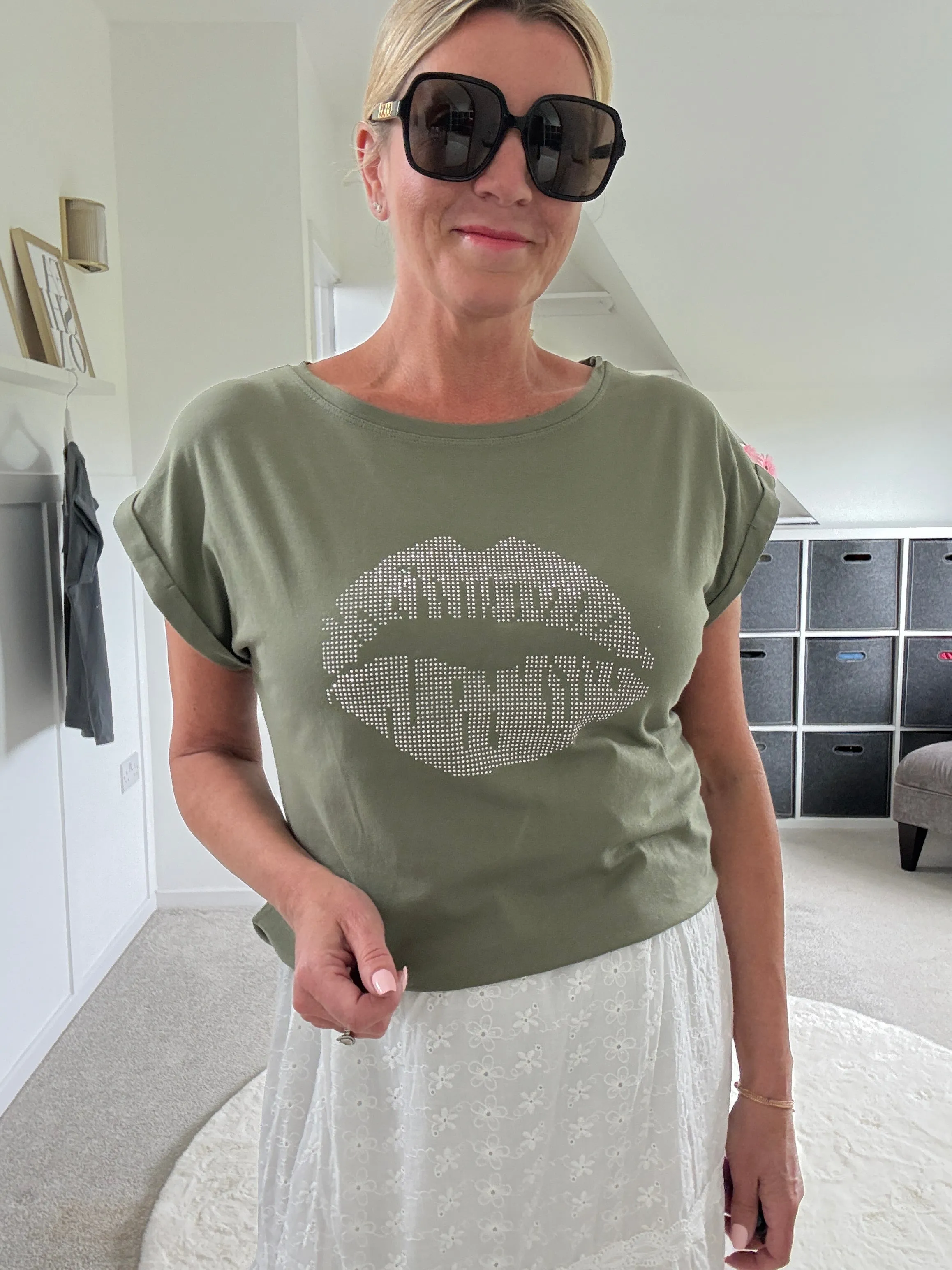 Khaki Lips T Shirt