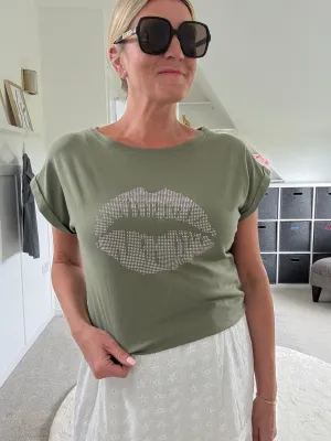 Khaki Lips T Shirt