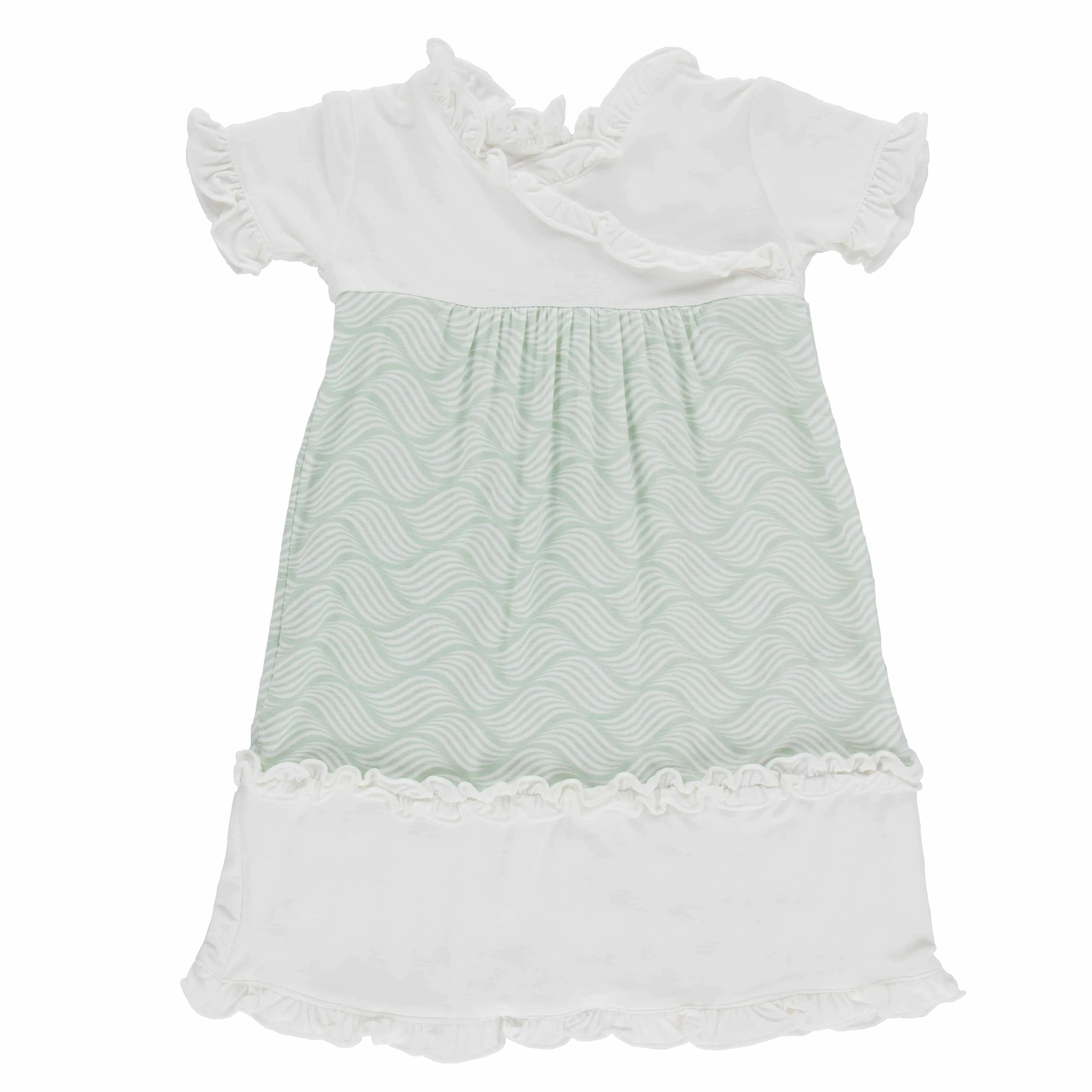 KicKee Pants Print Short Sleeve Tea Dress--Aloe Water Lattice