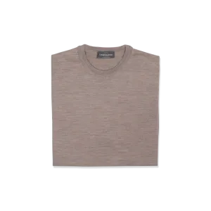 Knitted T-Shirt in Fawn Merino Wool