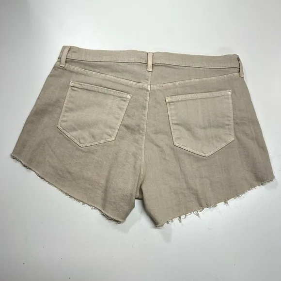 L'Agence Audrey Cut Off Cotton Shorts in Biscuit Mid Rise Size 31” Waist Beige