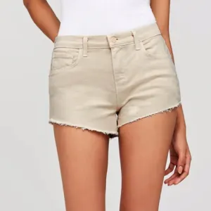 L'Agence Audrey Cut Off Cotton Shorts in Biscuit Mid Rise Size 31” Waist Beige