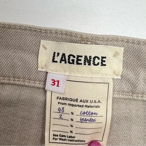 L'Agence Audrey Cut Off Cotton Shorts in Biscuit Mid Rise Size 31” Waist Beige