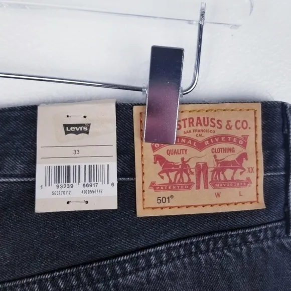Levi's 501 Distressed Black Button Fly Denim Jean Shorts NWT size 33