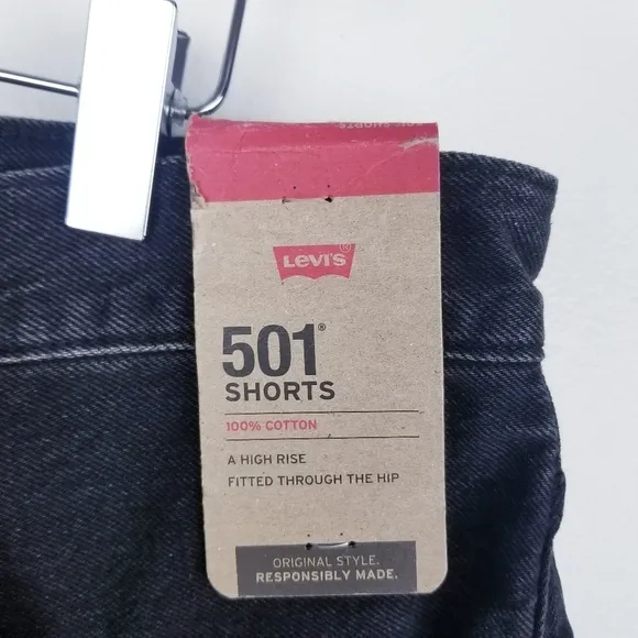 Levi's 501 Distressed Black Button Fly Denim Jean Shorts NWT size 33