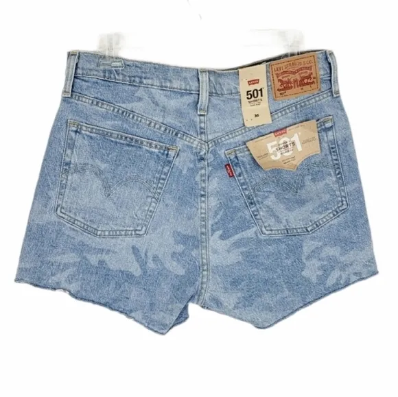 LEVI'S 501 high rise denim shorts in camo