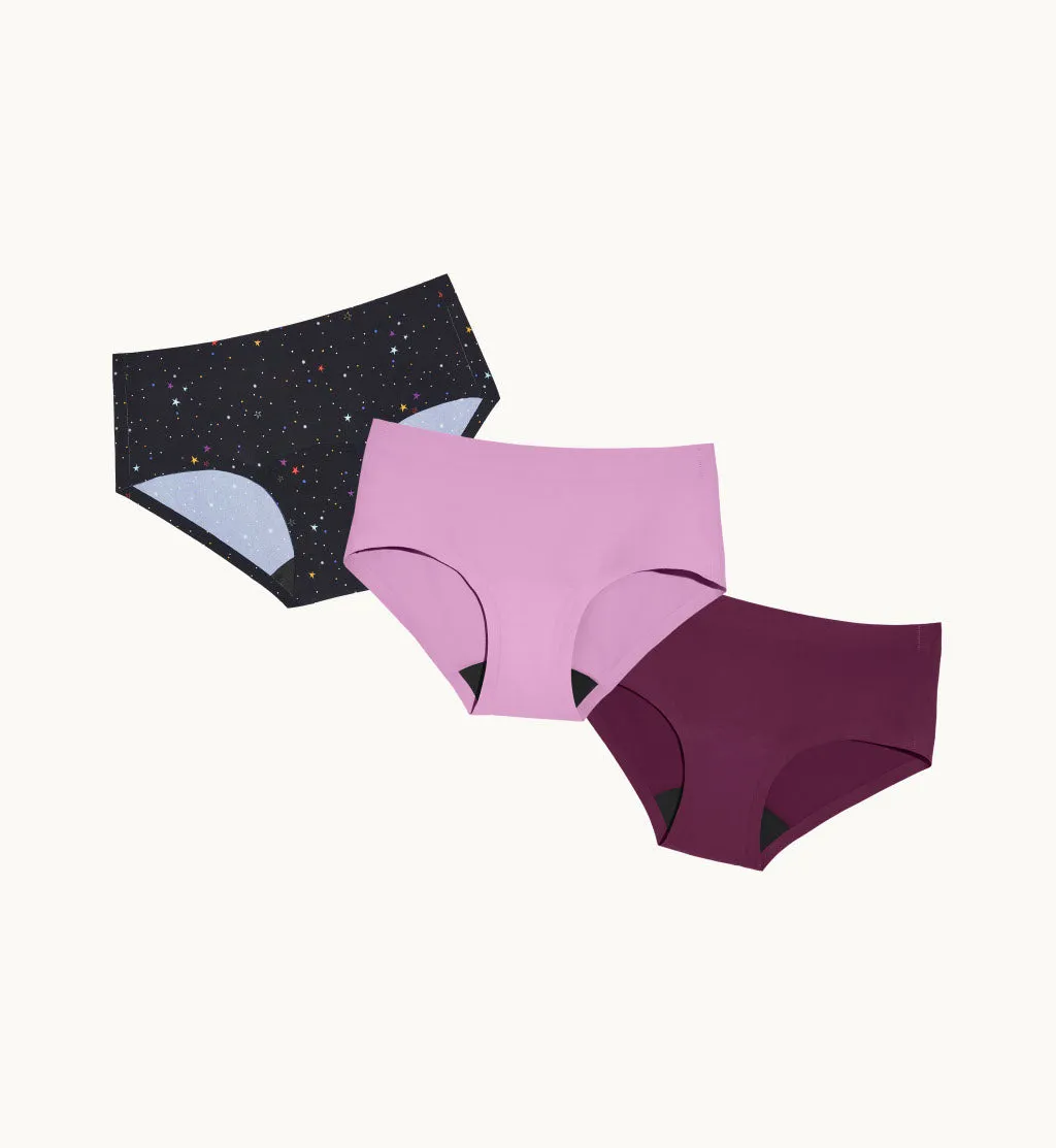Light Leakproof No-Show Underwear Boyshort 3-Pack (Kit Item)
