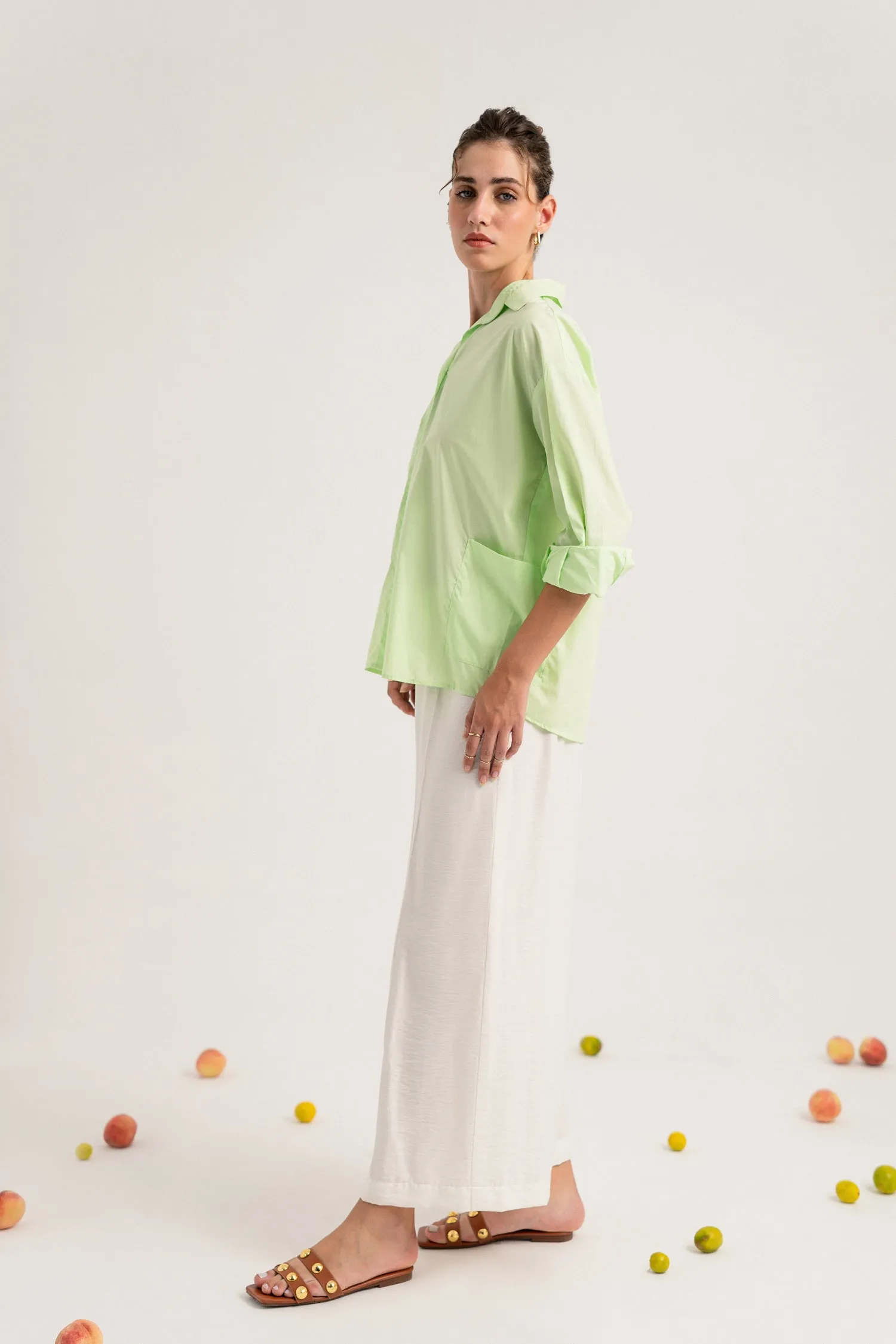 Lime Green Button-down Regular Fit Shirt