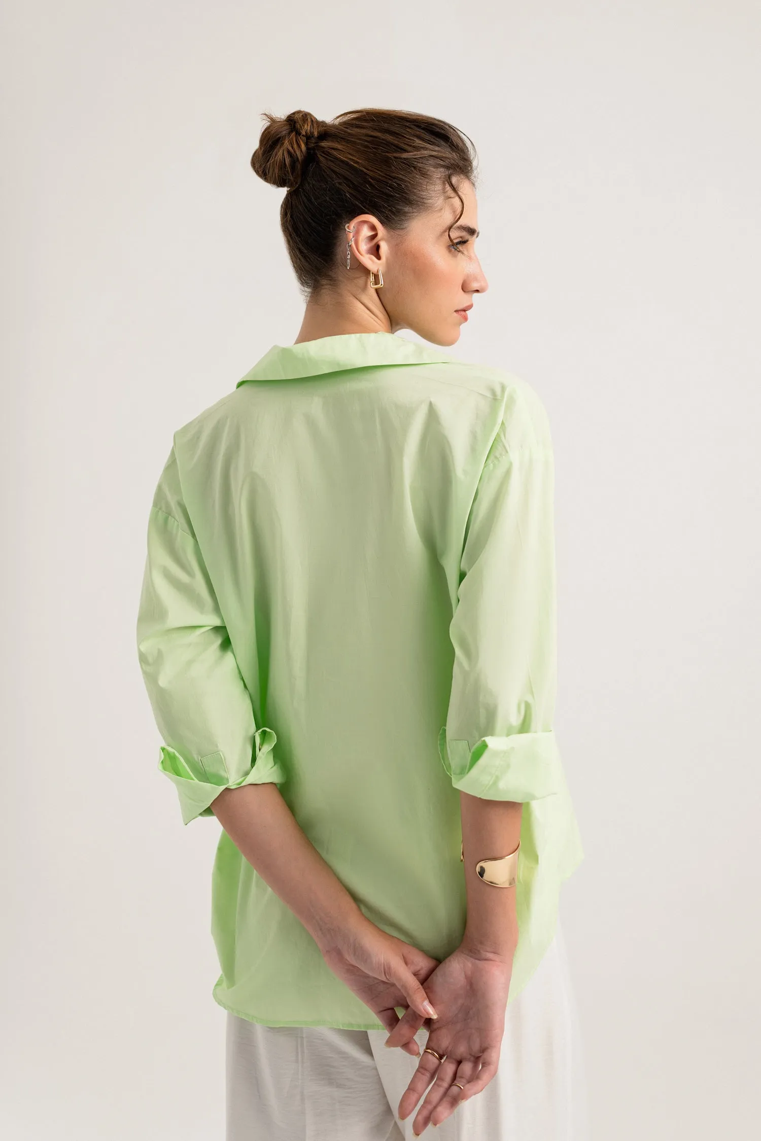 Lime Green Button-down Regular Fit Shirt