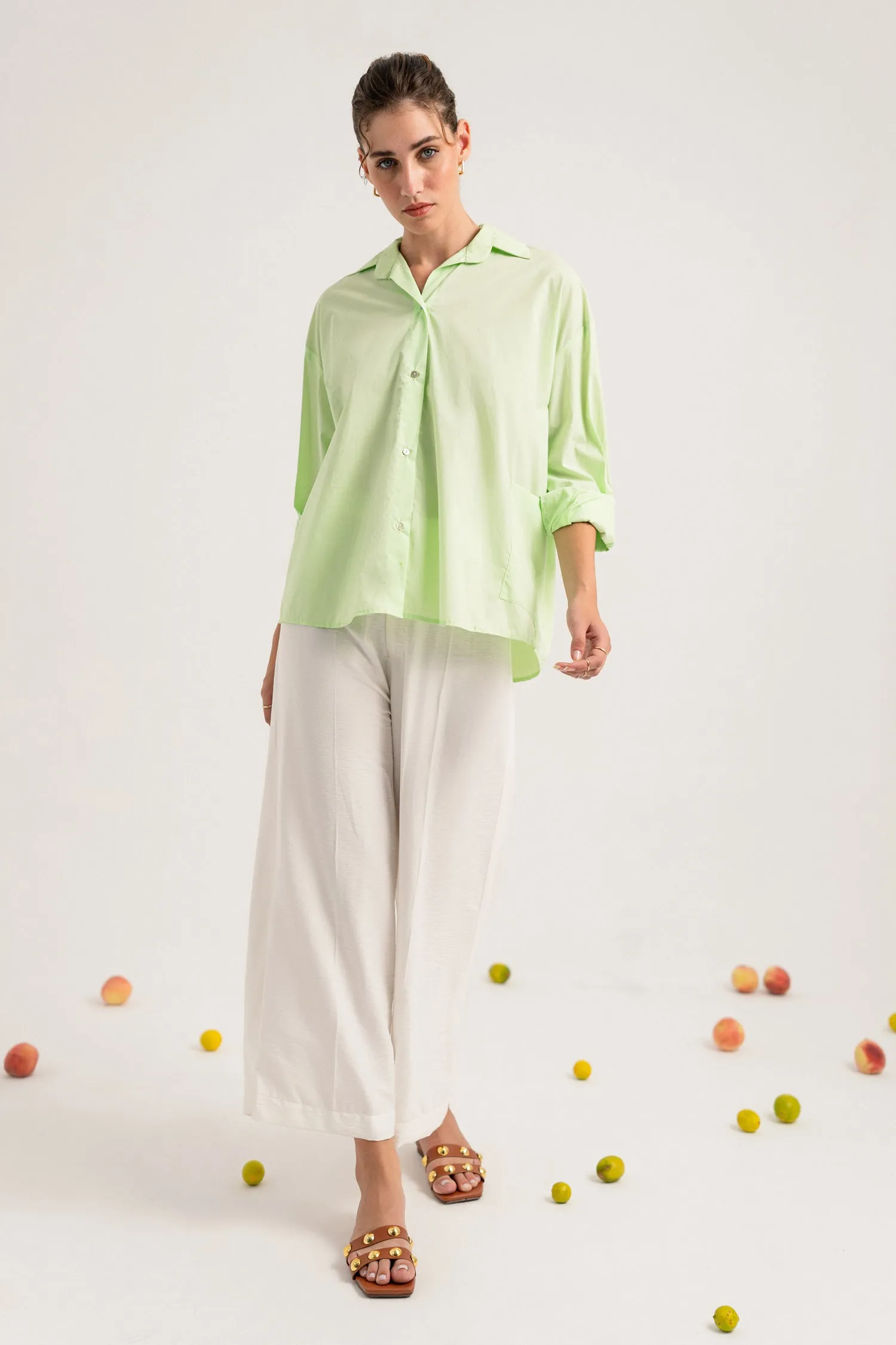 Lime Green Button-down Regular Fit Shirt