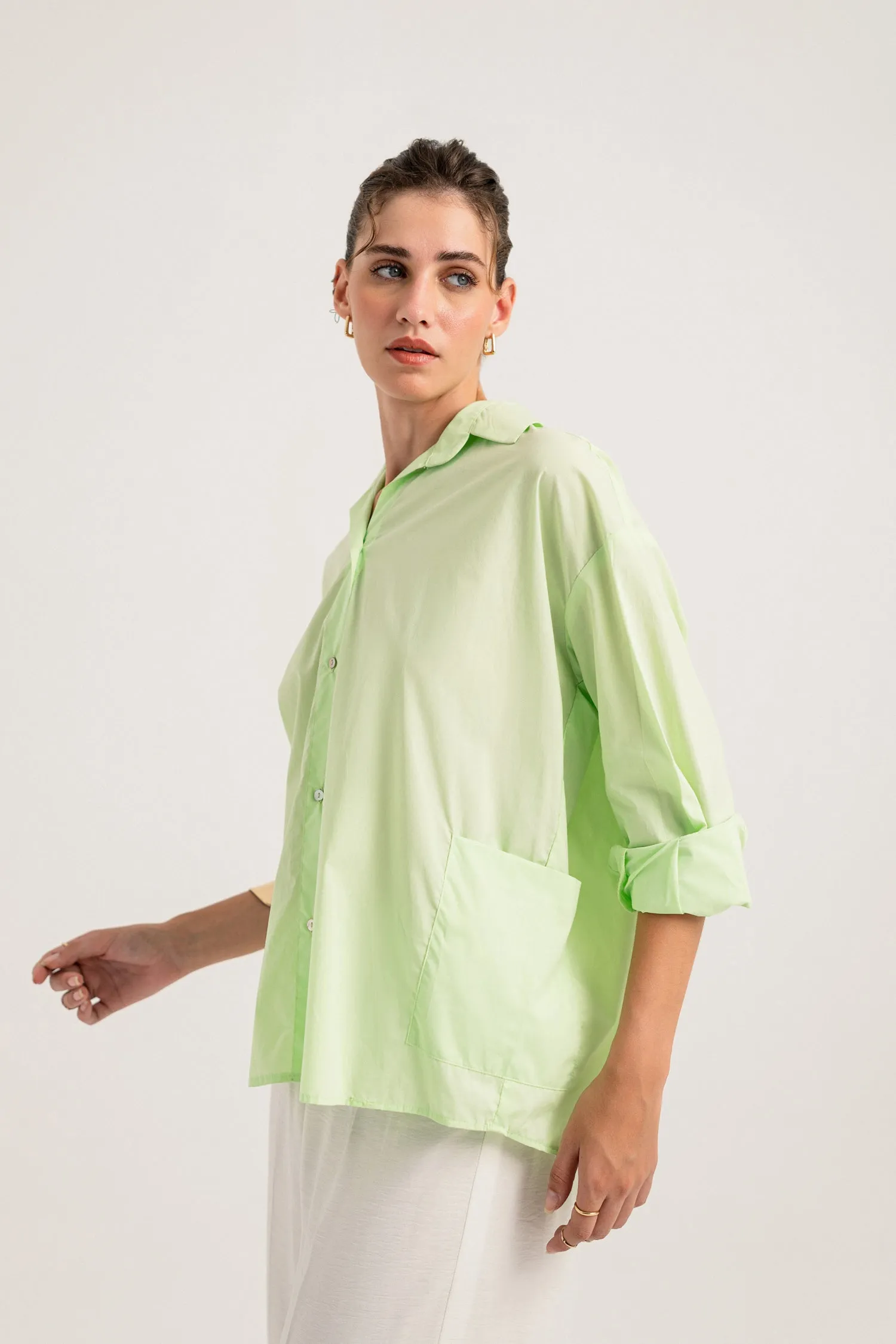 Lime Green Button-down Regular Fit Shirt