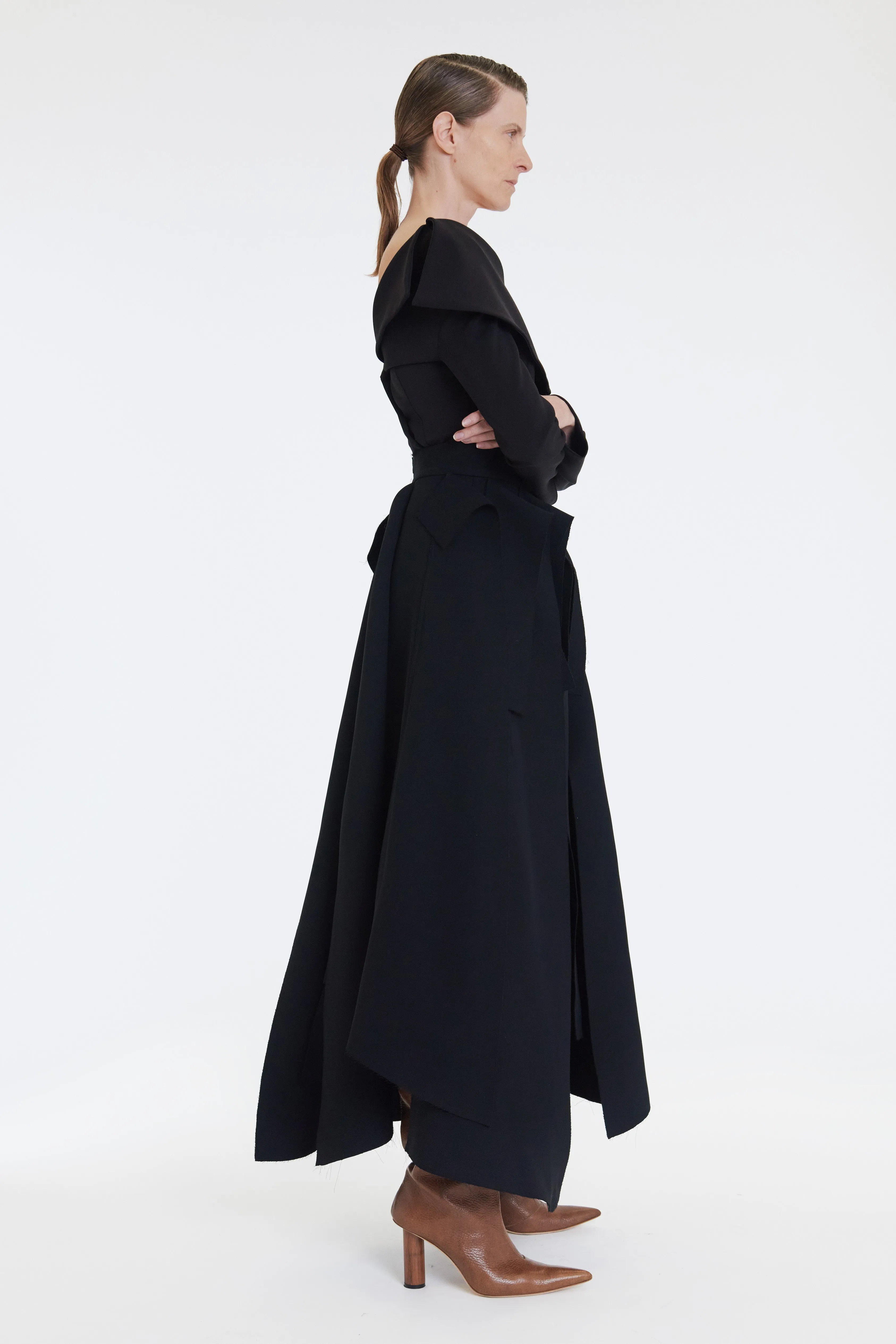 Longsleeve Top With Exaggerated Collar Black