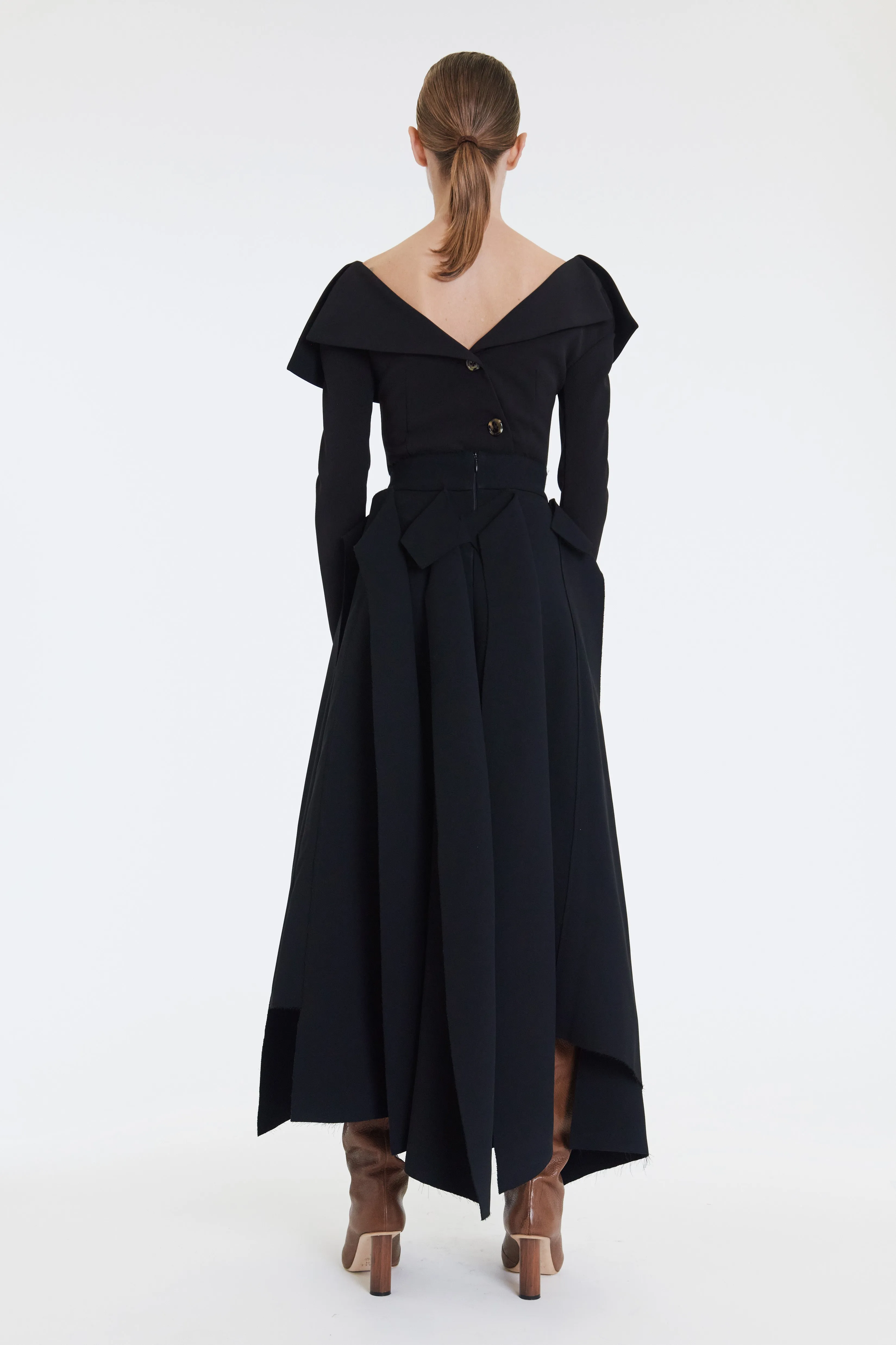 Longsleeve Top With Exaggerated Collar Black
