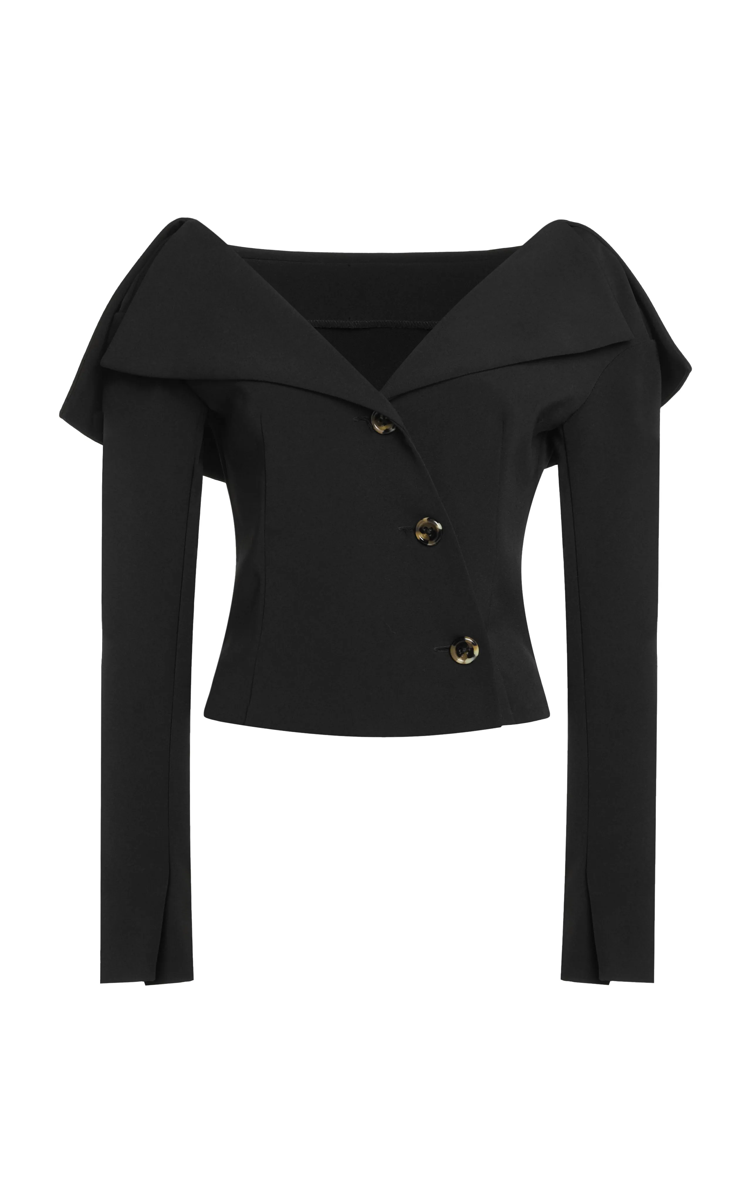Longsleeve Top With Exaggerated Collar Black