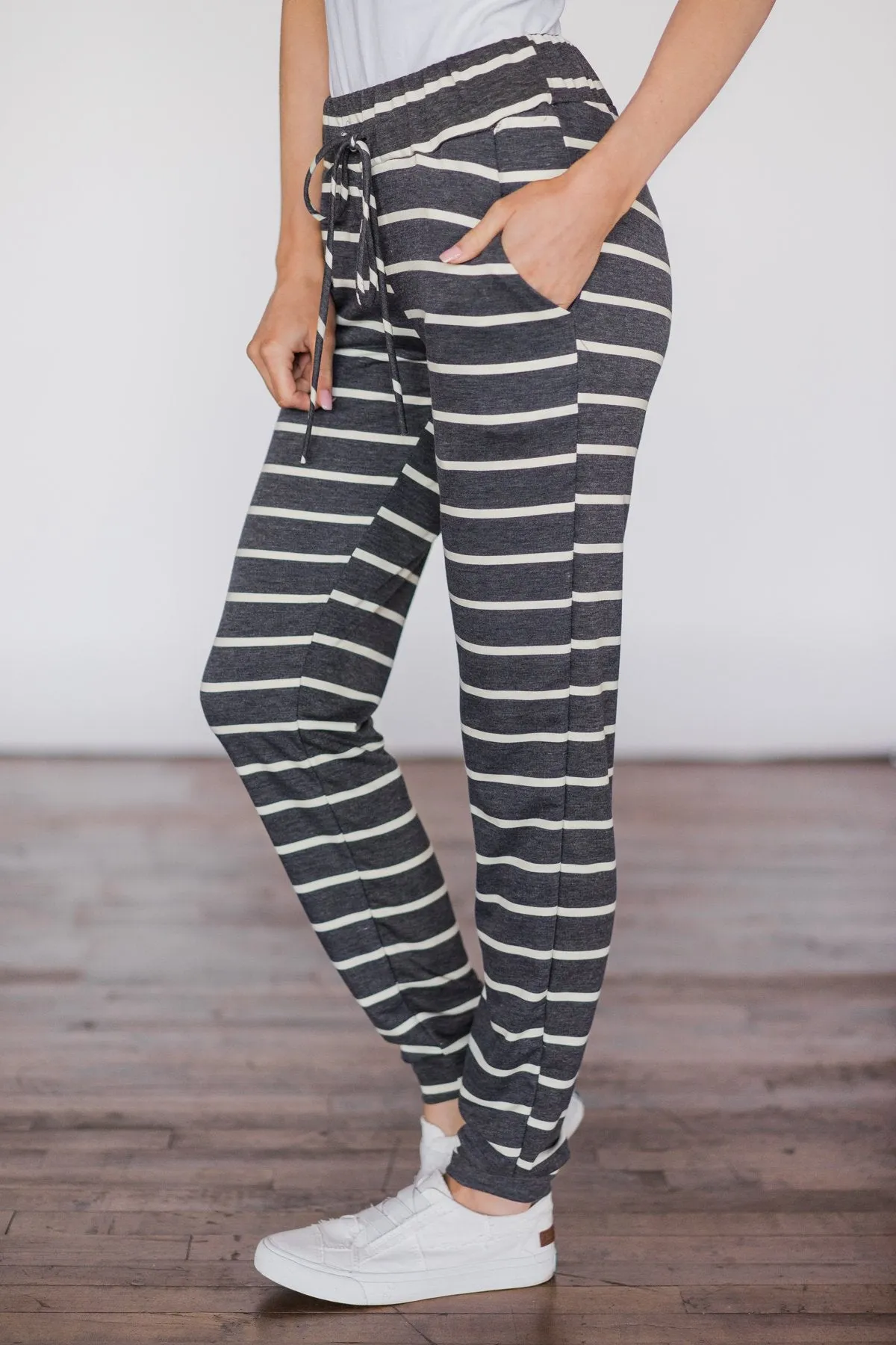 Lounge Joggers ~ Cool Grey & Stripes