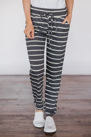 Lounge Joggers ~ Cool Grey & Stripes