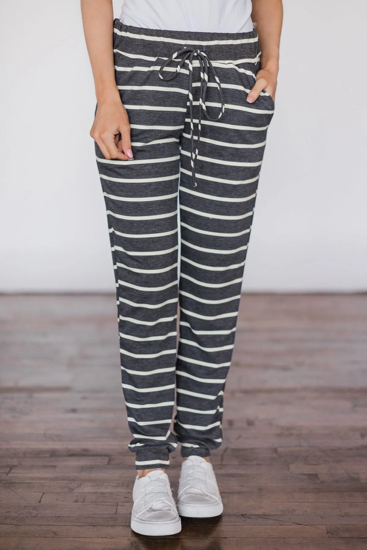 Lounge Joggers ~ Cool Grey & Stripes