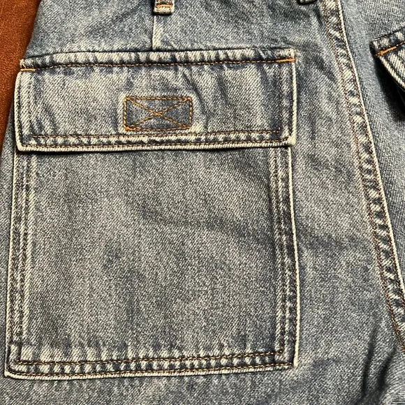 Madewell Baggy Straight Cargo Jeans in Thetford Wash: Zip-Off Edition Sz 24 NWT
