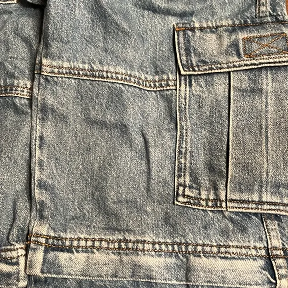 Madewell Baggy Straight Cargo Jeans in Thetford Wash: Zip-Off Edition Sz 24 NWT