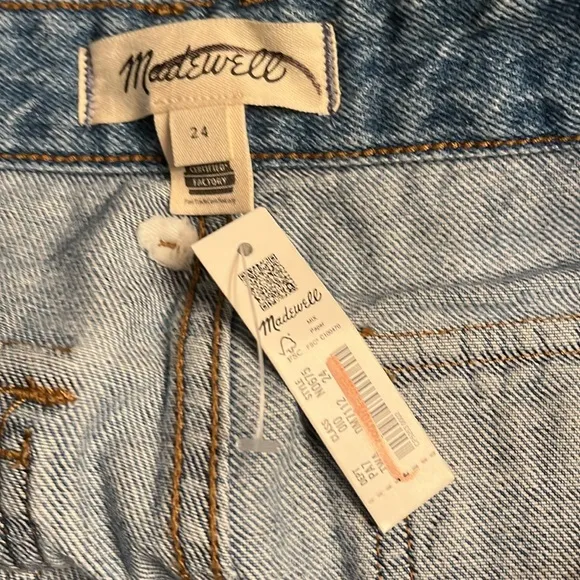 Madewell Baggy Straight Cargo Jeans in Thetford Wash: Zip-Off Edition Sz 24 NWT
