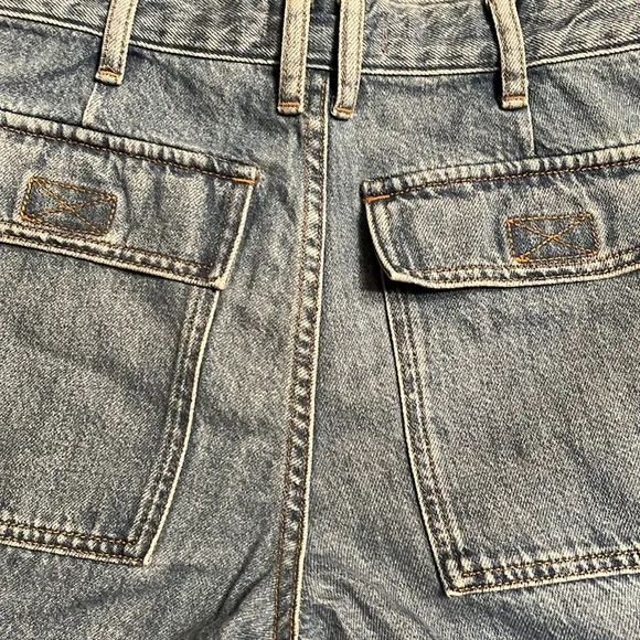 Madewell Baggy Straight Cargo Jeans in Thetford Wash: Zip-Off Edition Sz 24 NWT
