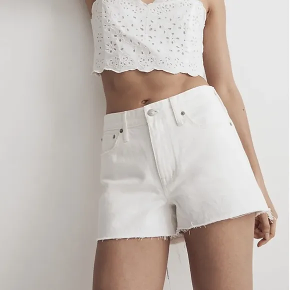 Madewell High-Rise Denim Shorts in Tile White