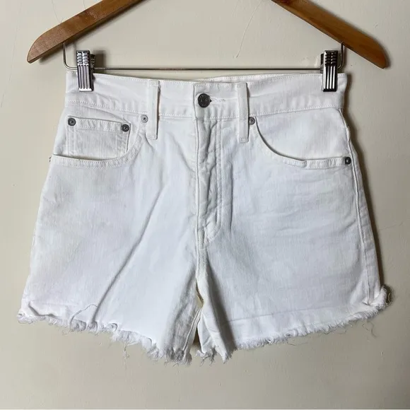 Madewell High-Rise Denim Shorts in Tile White