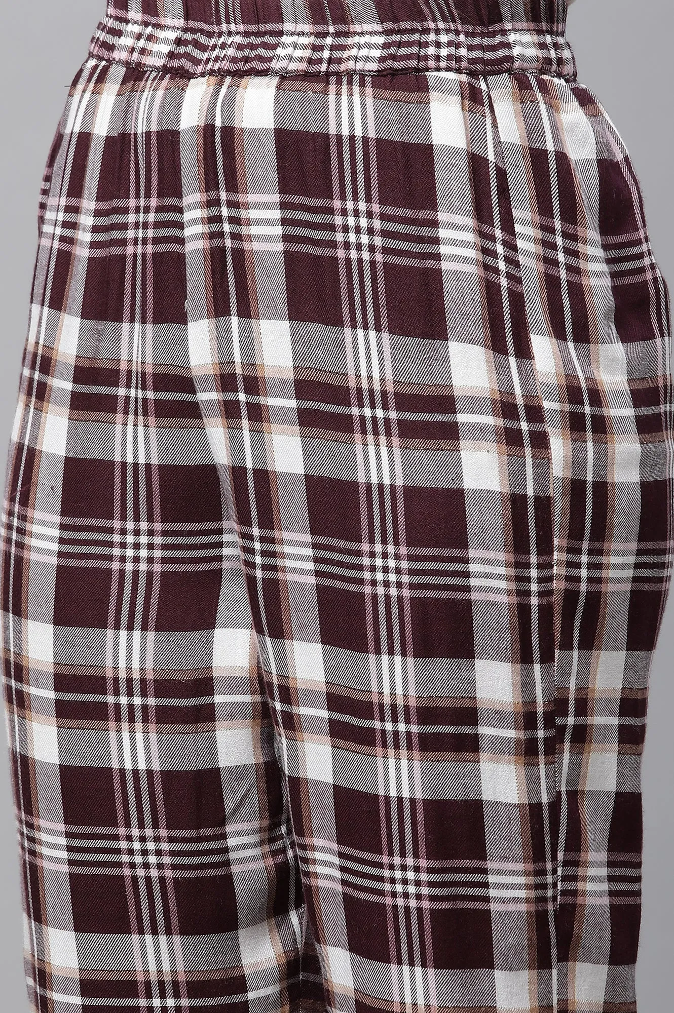 Maroon Checker Kurta & Narrow Palazzo Co-ord Set