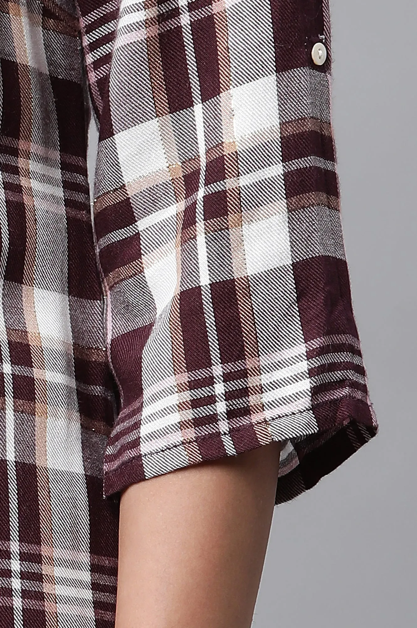 Maroon Checker Kurta & Narrow Palazzo Co-ord Set
