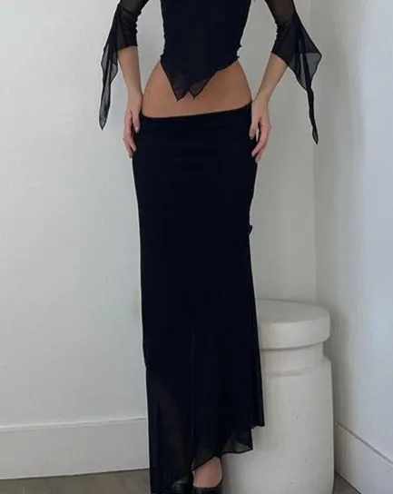 Mesh Irregular Hem Skirt