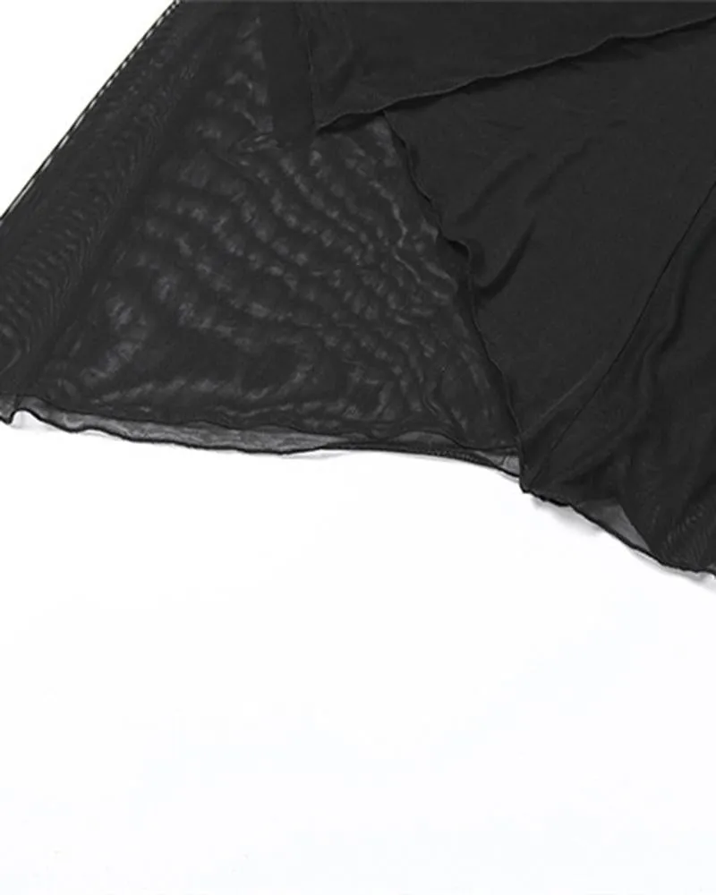 Mesh Irregular Hem Skirt