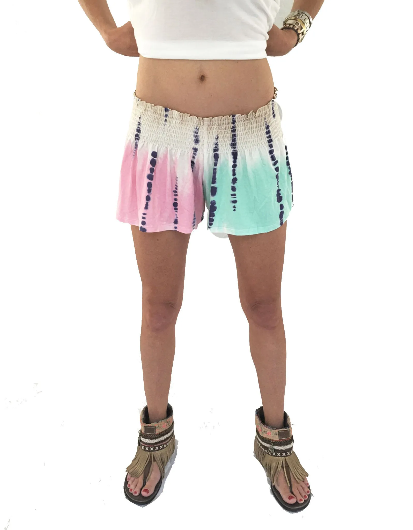 Michael Lauren Fox Smocked Short in Tie Dye