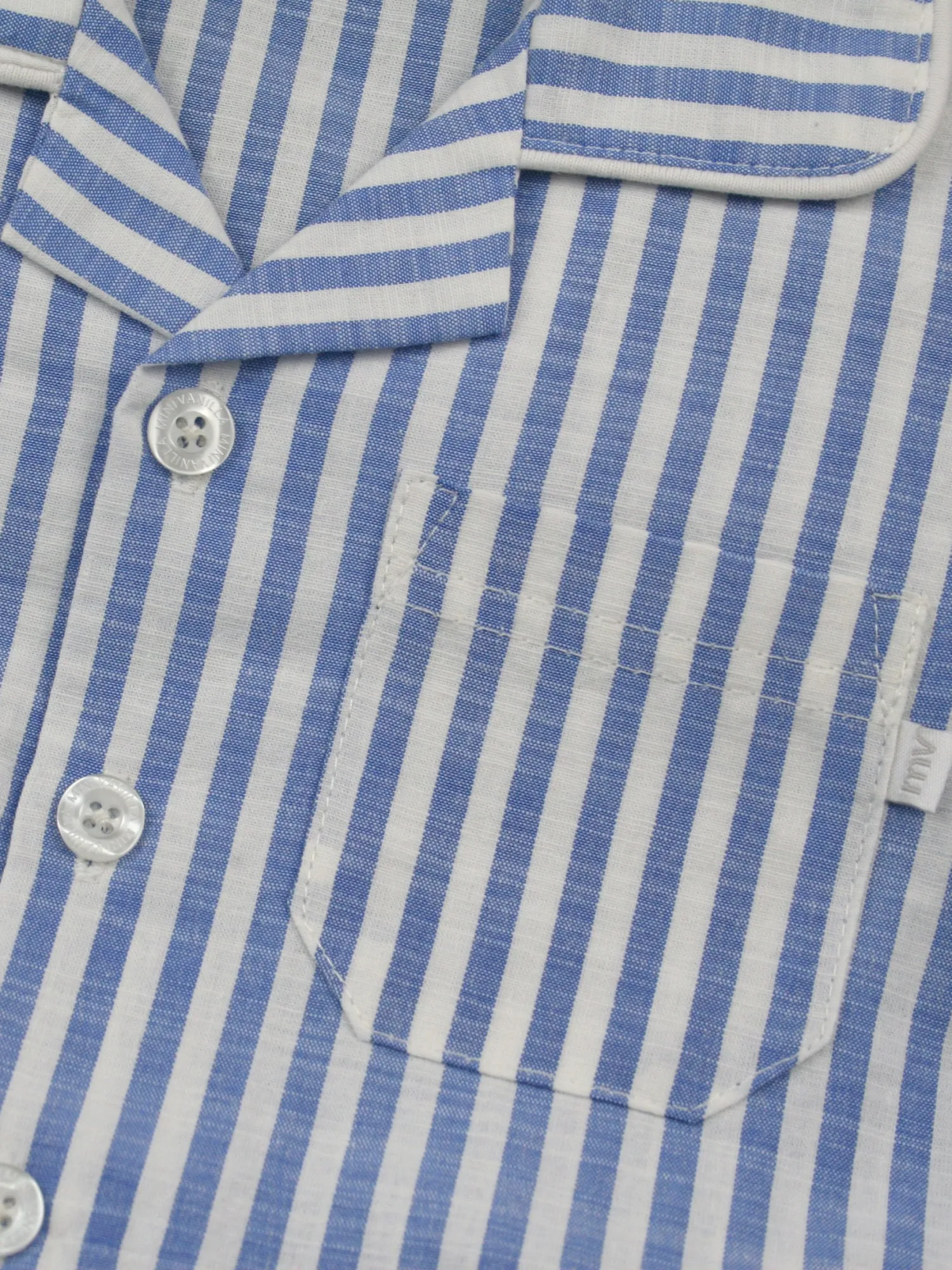 Mid Blue & White Stripe Shortie Pyjamas
