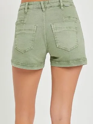 Mid Rise Front Patch Pocket Shorts
