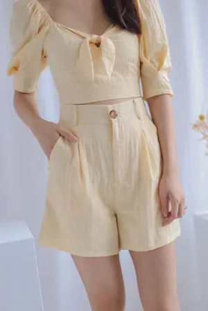 Midori Textured Shorts In Yellow