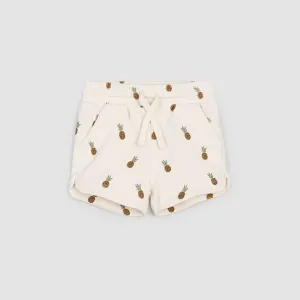Miles The Label | Wild Pineapples Print on Crème Girls' Terry Shorts