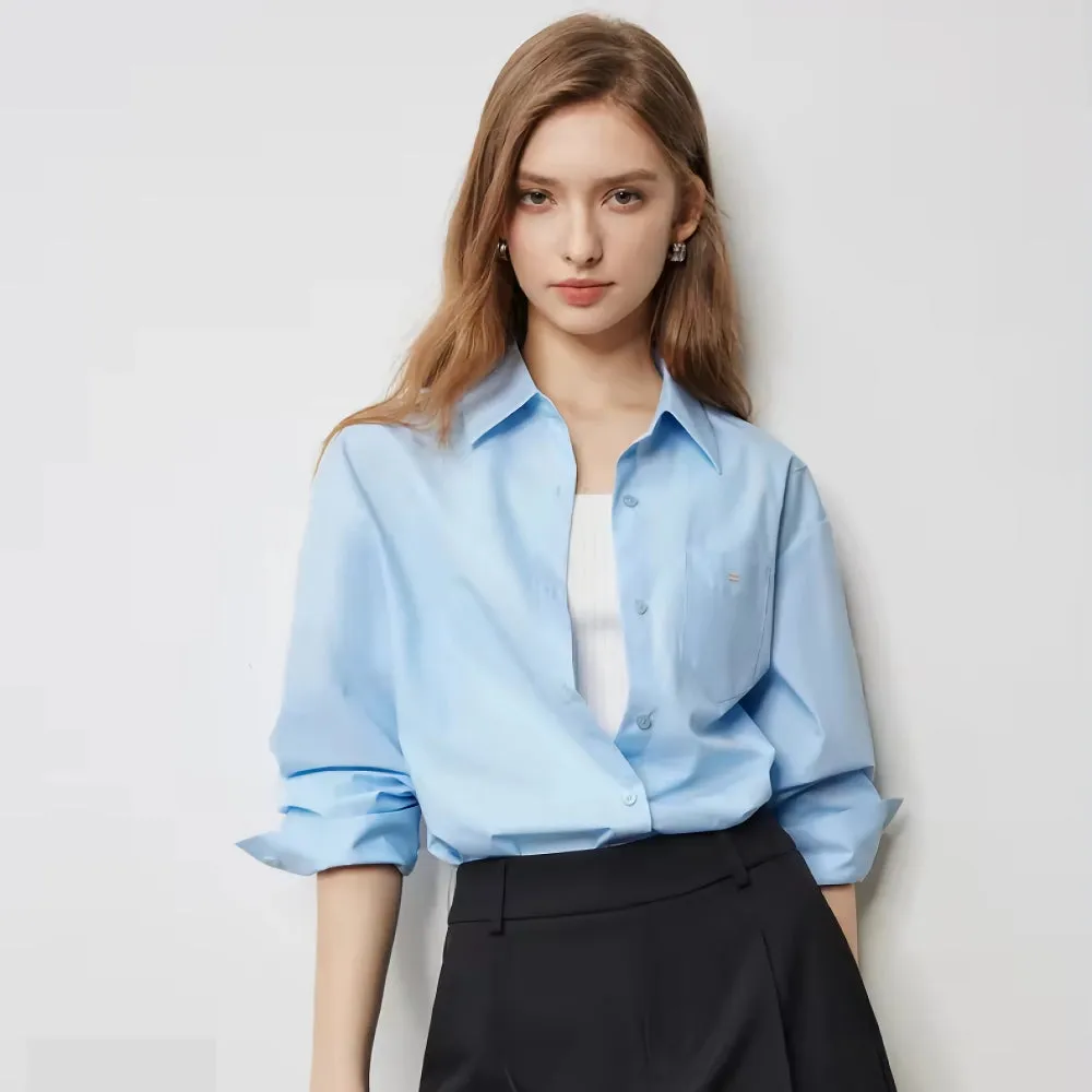 Minimalist Long Sleeve Polo Neck Workwear Shirt