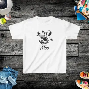 Moo Tastic Kids Heavy Cotton Tee Cow Print Fun