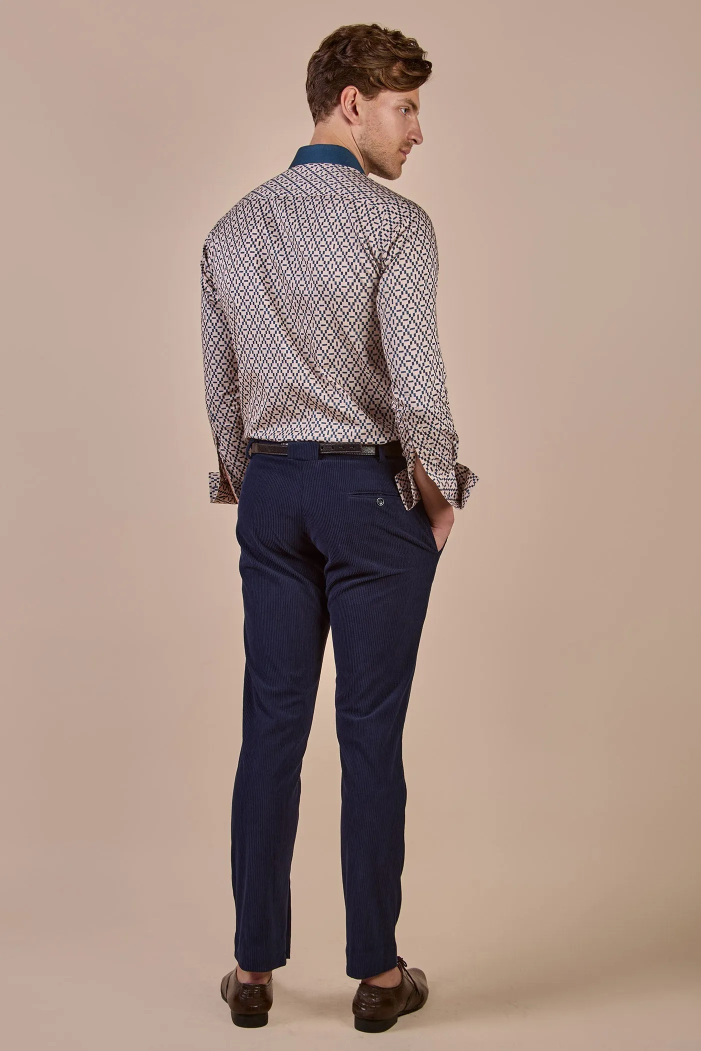 Navy Blue - Ivory Shirt