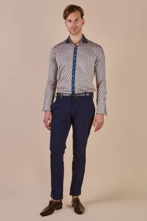 Navy Blue - Ivory Shirt