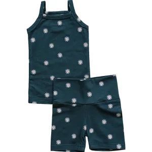 Navy Daisies Tank   Biker Short Set