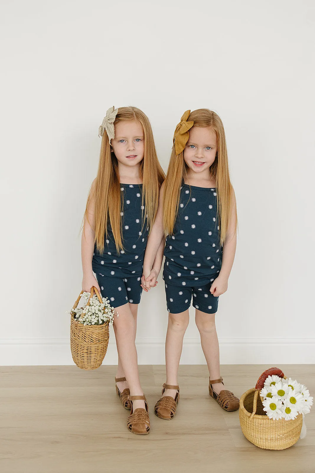 Navy Daisies Tank   Biker Short Set