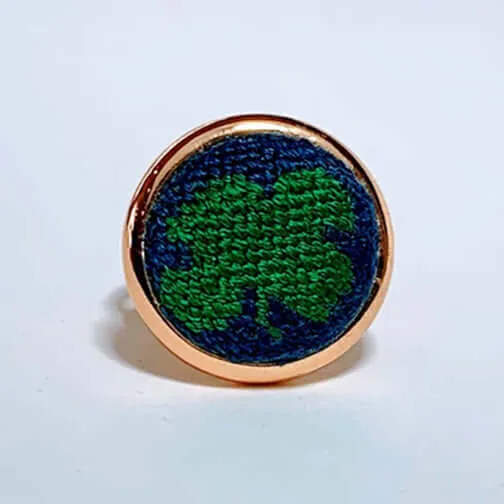 Navy Shamrock Needlepoint Ring