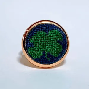 Navy Shamrock Needlepoint Ring