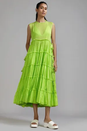 Neon Green Mul Tiered Tunic Set