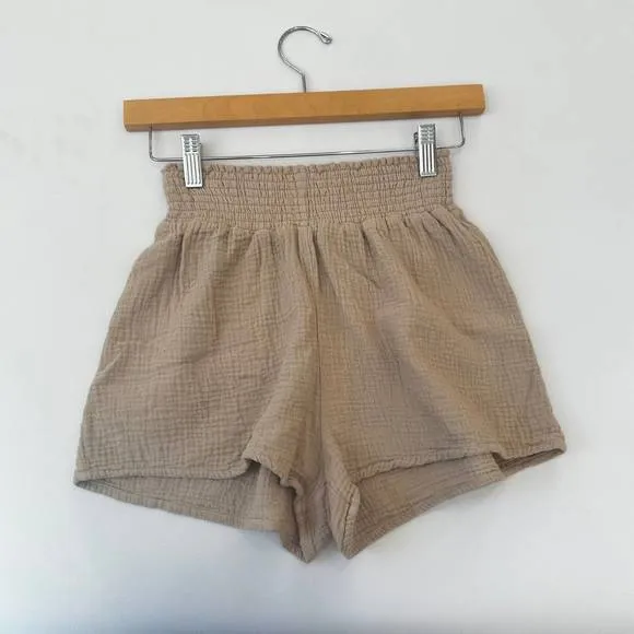 NEW BOBI smocked waist short in sand