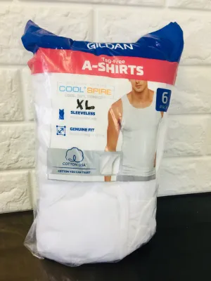 New in package! Gildan Mens Cool Spire A-Shirts Tanks, White, 6 Pack, Sz XL!
