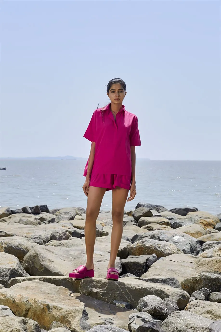 New Season Summer/Fall 2024-Coord Set Ekin Shirt Cotton Pink-MT Ekin Shirt Coord Set-KA Pink-Fashion Edit Mati