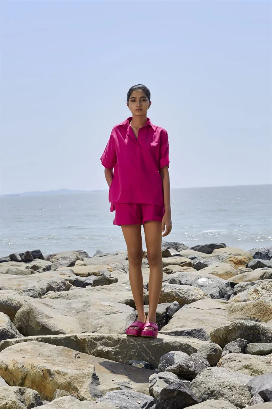 New Season Summer/Fall 2024-Coord Set Ekin Shirt Cotton Pink-MT Ekin Shirt Coord Set-KA Pink-Fashion Edit Mati